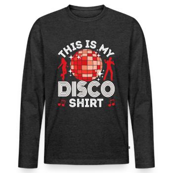 Disco 70er 80er Jahre Disko Party Outfit Discothek - Männer Premium Bio Langarmshirt - Anthrazit meliert - Vorne - Nico (187cm)