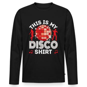 Disco 70s 80s Disco Party Outfit DiscoTheque - Men's Premium Organic Long Sleeve Shirt - black - Front - Nico (187cm)