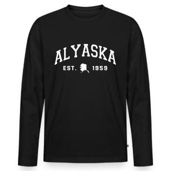 Alaska - Men's Premium Organic Long Sleeve Shirt - black - Front - Nico (187cm)