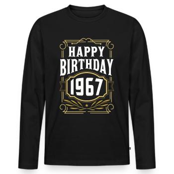 Cadeau d’anniversaire Bursdag Vintage 1990 - T-shirt manches longues Premium bio Homme - noir - Devant - Nico (187cm)