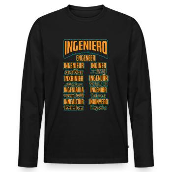 Language Engineer Engineering Career - Men's Premium Organic Long Sleeve Shirt - black - Front - Nico (187cm)