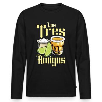 Los Tres Amigos Tequila Mexico Fiesta - Men's Premium Organic Long Sleeve Shirt - black - Front - Nico (187cm)