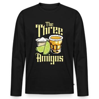 Los Tres Amigos Tequila Mexico Fiesta - Men's Premium Organic Long Sleeve Shirt - black - Front - Nico (187cm)
