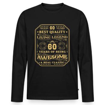 60 anniversaire 60 ans homme 60 ans légendaire 60 - T-shirt manches longues Premium bio Homme - noir - Devant - Nico (187cm)