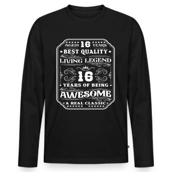 16 anniversaire 16 ans homme 16 ans légendaire 16 - T-shirt manches longues Premium bio Homme - noir - Devant - Nico (187cm)