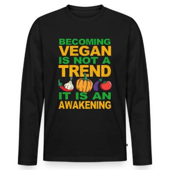 Vegan - Le véganisme n’est pas seulement une tendance Vegan - T-shirt manches longues Premium bio Homme - noir - Devant - Nico (187cm)