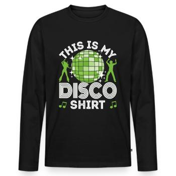 Disco 70s 80s Disco Party Outfit DiscoTheque - Men's Premium Organic Long Sleeve Shirt - black - Front - Nico (187cm)