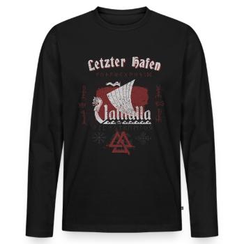 Wikinger - Odin Thor Walhalla Krieger Geschenk - Männer Premium Bio Langarmshirt - Schwarz - Vorne - Nico (187cm)