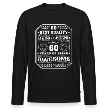 60 anniversaire 60 ans homme 60 ans légendaire 60 - T-shirt manches longues Premium bio Homme - noir - Devant - Nico (187cm)