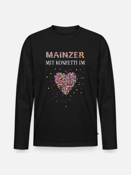Mainzer Konfetti im Herz Karneval Fasnacht Mainz - Männer Premium Bio Langarmshirt - Schwarz