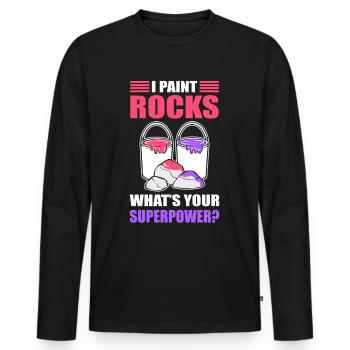 I Paint Rocks What's Your Superpower Rock Painting - Men's Premium Organic Long Sleeve Shirt - black - Front - Nico (187cm)