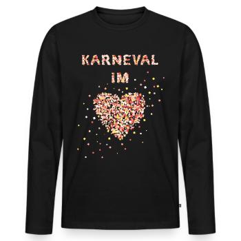 Karneval im Herzen Fasching Konfetti Kostümersatz - Männer Premium Bio Langarmshirt - Schwarz - Vorne - Nico (187cm)