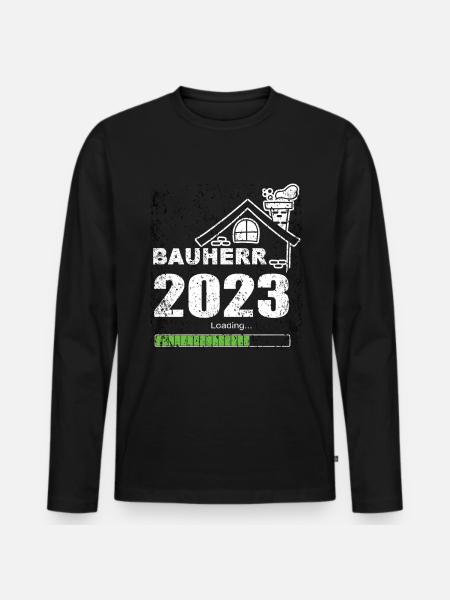 Bauherren geschenk - Bauherr 2023 Loading - Männer Premium Bio Langarmshirt - Schwarz
