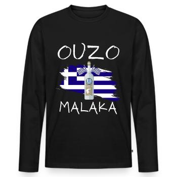 Ouzo Malaka - Männer Premium Bio Langarmshirt - Schwarz - Vorne - Nico (187cm)