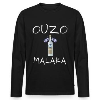 Ouzo Malaka - Männer Premium Bio Langarmshirt - Schwarz - Vorne - Nico (187cm)