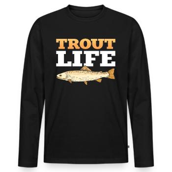 Trout Life Trout Fishing Fishing - Men's Premium Organic Long Sleeve Shirt - black - Front - Nico (187cm)