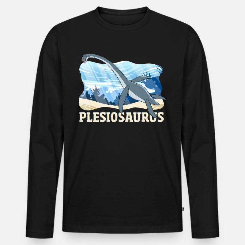 Plesiosaurus Dinosaur - Männer Premium Bio Langarmshirt - Schwarz