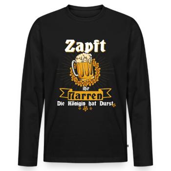 Zapft ihr Narren - Volksfest Bayern Bier saufen - Männer Premium Bio Langarmshirt - Schwarz - Vorne - Nico (187cm)