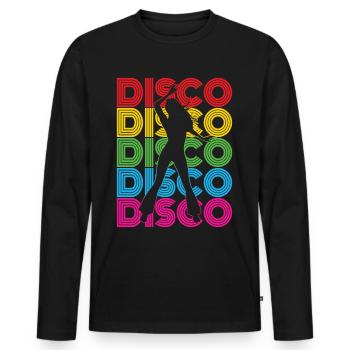 Disco 70s 80s Disco Party Outfit DiscoTheque - Men's Premium Organic Long Sleeve Shirt - black - Front - Nico (187cm)