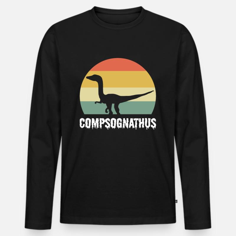 Compsognathus Dinosaur - Männer Premium Bio Langarmshirt - Schwarz