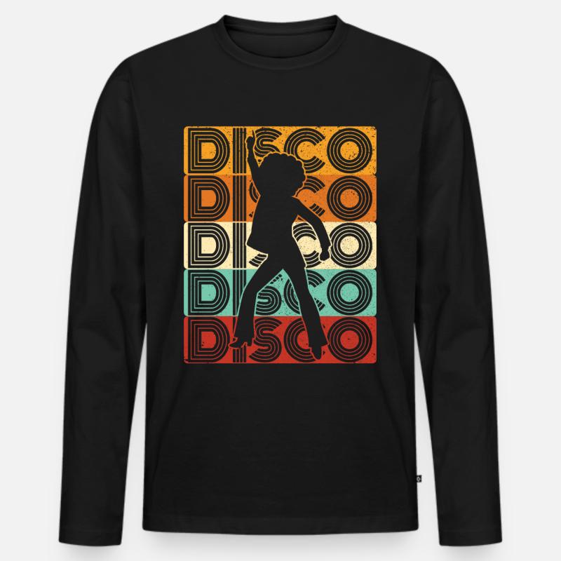 70er Jahre Disco 80er Disko Party Outfit Discothek - Männer Premium Bio Langarmshirt - Schwarz