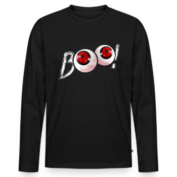 Globes oculaires BOO effrayants pour Halloween - T-shirt manches longues Premium bio Homme - noir - Devant - Nico (187cm)
