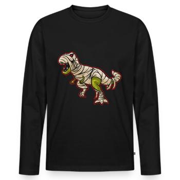 Dinosaur Wrapped In Bandages As A Mummy Costume - Men's Premium Organic Long Sleeve Shirt - black - Front - Nico (187cm)