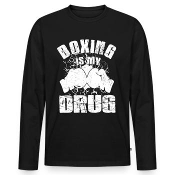 La boxe est ma drogue Gants de boxe drôle Boxeur - T-shirt manches longues Premium bio Homme - noir - Devant - Nico (187cm)