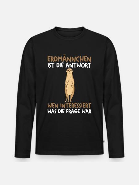 Erdmännchen - Männer Premium Bio Langarmshirt - Schwarz