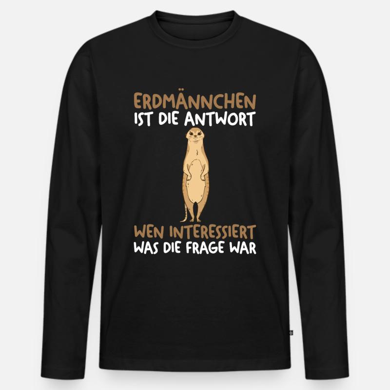Erdmännchen - Männer Premium Bio Langarmshirt - Schwarz