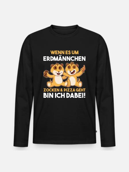 Erdmännchen - Männer Premium Bio Langarmshirt - Schwarz