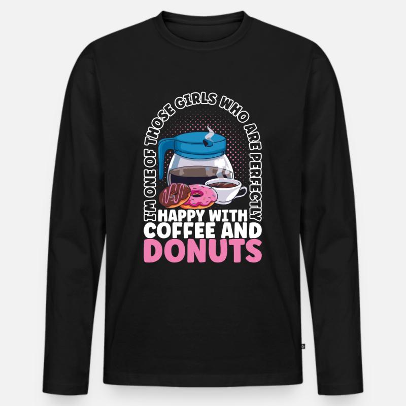 Kaffee Donuts - Männer Premium Bio Langarmshirt - Schwarz