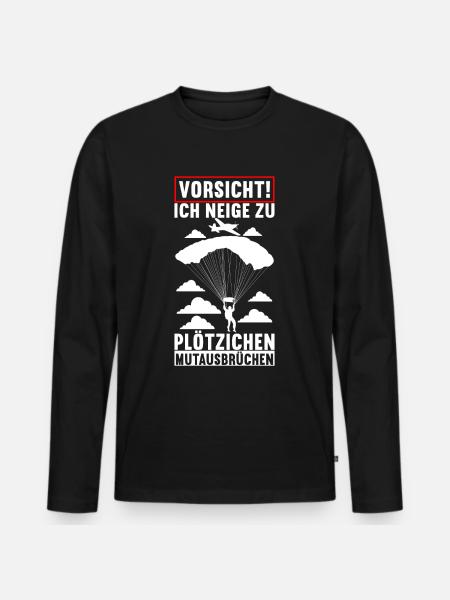 Fallschirmspringer Fallschirmsprung - Männer Premium Bio Langarmshirt - Schwarz