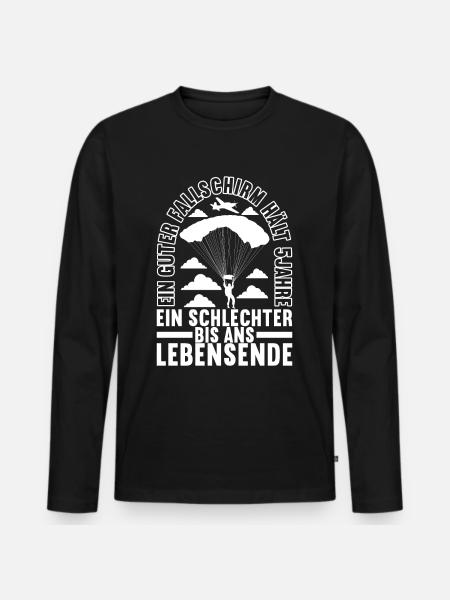 Fallschirmspringer Fallschirmsprung - Männer Premium Bio Langarmshirt - Schwarz