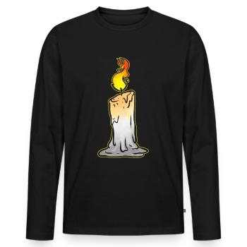Bougie allumée Halloween - T-shirt manches longues Premium bio Homme - noir - Devant - Nico (187cm)