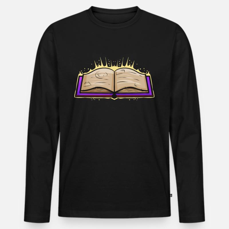 Witch Magic Spellbook Halloween - Männer Premium Bio Langarmshirt - Schwarz