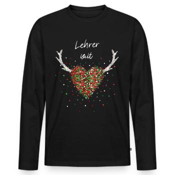 Lehrer mit Herz Klassenlehrer Weihnachtsfeier - Männer Premium Bio Langarmshirt - Schwarz - Vorne - Nico (187cm)