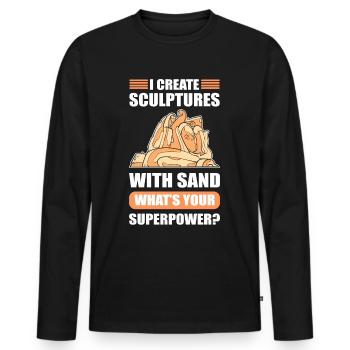 I create Sculptures with Sand Superpower? Sand - Männer Premium Bio Langarmshirt - Schwarz - Vorne - Nico (187cm)
