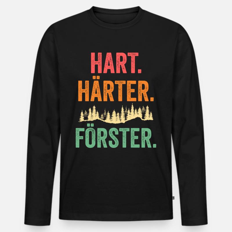 Waldarbeiter Holzfäller Waldarbeit Förster - Männer Premium Bio Langarmshirt - Schwarz