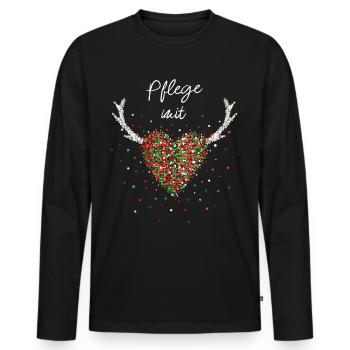 Pflegerin Mit Herz Pflege Weihnachtsgeschenk X-Mas - Männer Premium Bio Langarmshirt - Schwarz - Vorne - Nico (187cm)