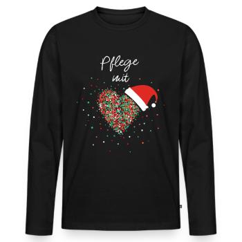 Pflegerin Mit Herz Altenpflegerin Weihnachtsoutfit - Männer Premium Bio Langarmshirt - Schwarz - Vorne - Nico (187cm)