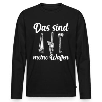 Waldarbeiter Förster Waldarbeit Holzfäller - Männer Premium Bio Langarmshirt - Schwarz - Vorne - Nico (187cm)