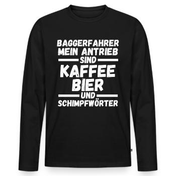 Baggerfahrer Kaffee Bier Tiefbauer Bagger - Männer Premium Bio Langarmshirt - Schwarz - Vorne - Nico (187cm)