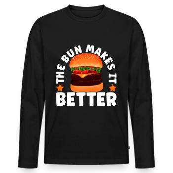 Burger Restauration rapide - T-shirt manches longues Premium bio Homme - noir - Devant - Nico (187cm)