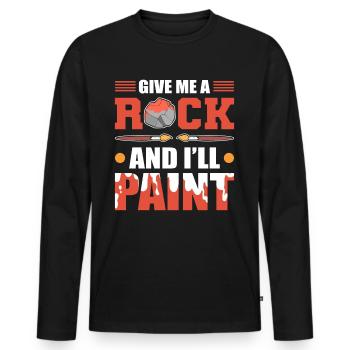 Give Me a Rock and I'll Paint Rock Painting - Men's Premium Organic Long Sleeve Shirt - black - Front - Nico (187cm)