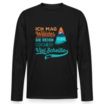 Wandern Wanderer Wald Berg Spaziergang - Männer Premium Bio Langarmshirt - Schwarz - Vorne - Nico (187cm)