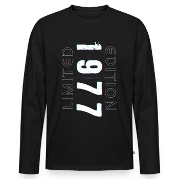 Limited Edition Year of Birth 1977 Gift Men - Men's Premium Organic Long Sleeve Shirt - black - Front - Nico (187cm)