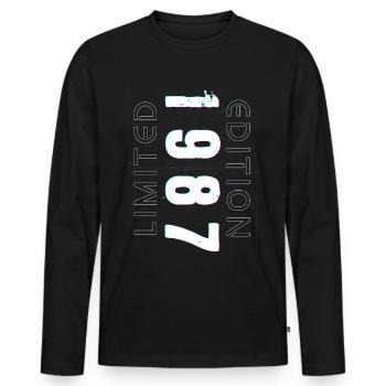 Édition Limitée Année de Naissance 1987 Cadeau Hommes - T-shirt manches longues Premium bio Homme - noir - Devant - Nico (187cm)