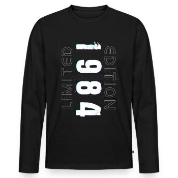Limited Edition Year of Birth 1984 Gift Men - Men's Premium Organic Long Sleeve Shirt - black - Front - Nico (187cm)