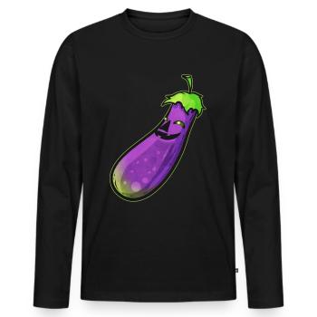 Eggplant Aubergine Jack O Lantern Face Costume - Männer Premium Bio Langarmshirt - Schwarz - Vorne - Nico (187cm)